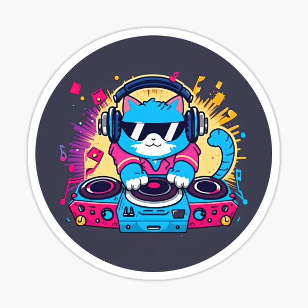 Funny Cute DJ Cat Sticker for Sale by Nextlevellife