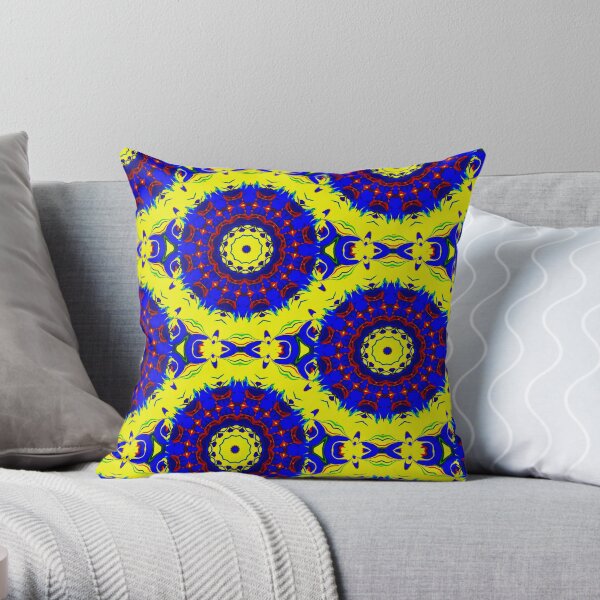 Spiralling abstract fun mandala art Throw Pillow