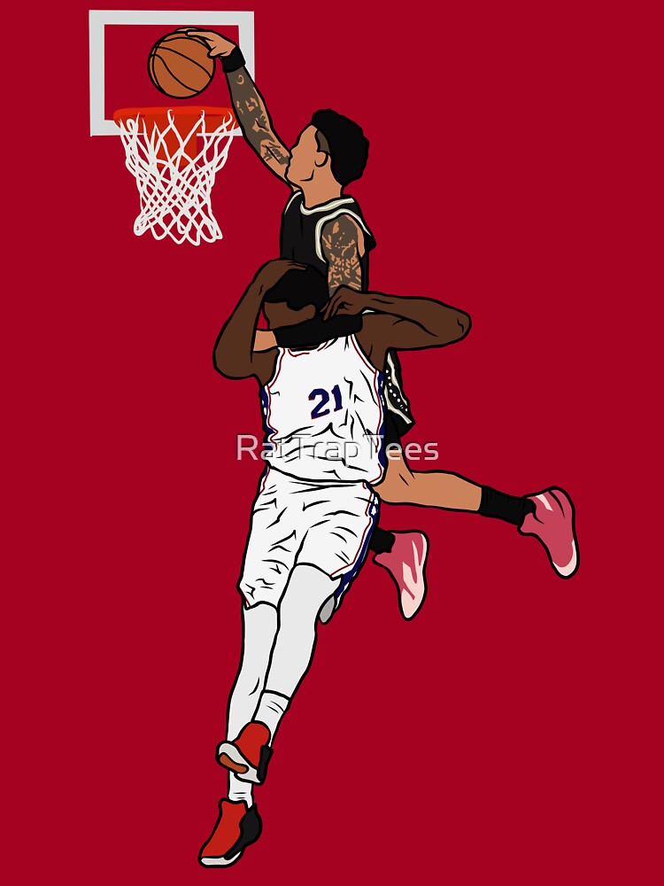 John Collins Wears Shirt With Photo of Dunk on Joel Embiid After