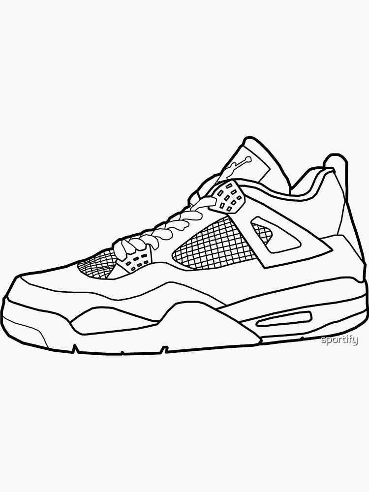 "Jordan 4 sneaker outline" Sticker for Sale by sportify Redbubble