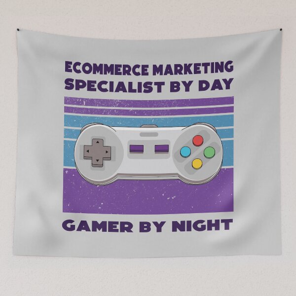 Item preview, Ecommerce marketing specialist by day gamer by night, dark text, funny games lovers, humor, joke, meme, gamer worker, ecommerce marketing specialist job, marketing department designed and sold by SGS-.