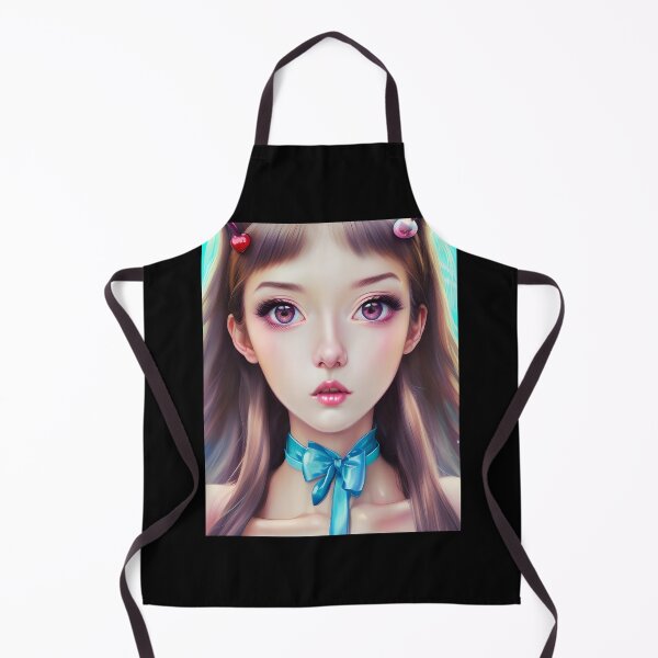 Item preview, Kawaii Anime Girl With Sparkling Purple Eyes And Blue Ribbon Choker designed and sold by LaLilacRose.