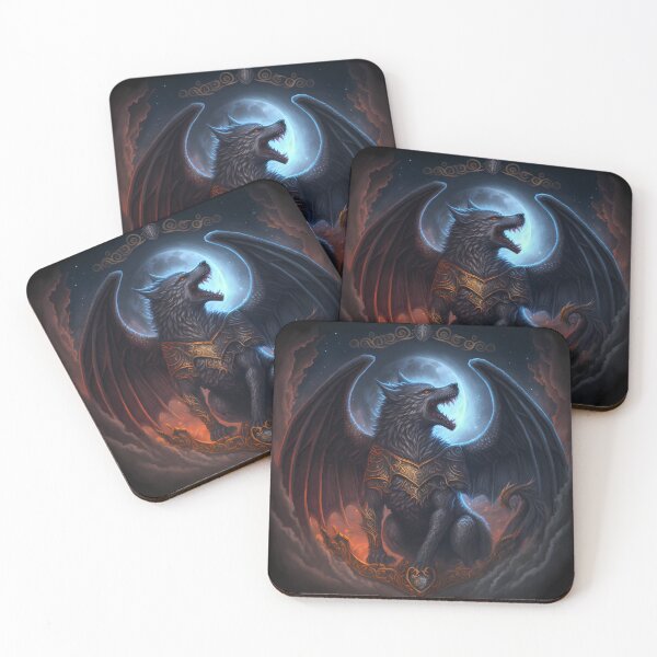 Item preview, Mashup Space Dragon & Epic Winged Wolf with Full Moon designed and sold by PM-Artistic.