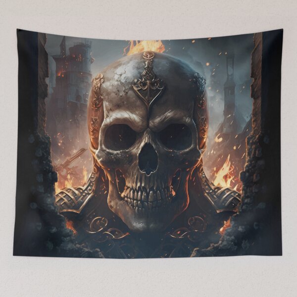 Item preview, Epic medieval skull with flames designed and sold by PM-Artistic.