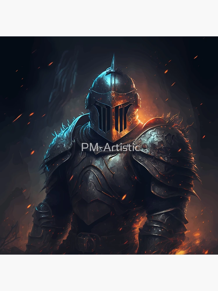 Knight Print Medieval Decor Dark Fantasy Art Gaming Room 