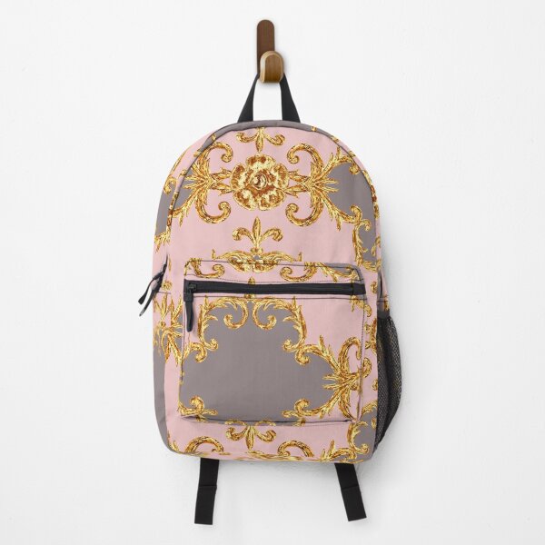 Item preview, Elegant Seamless Pattern with Baroque Golden Ornamental Elements on Gray and Pink  designed and sold by branaghbel.