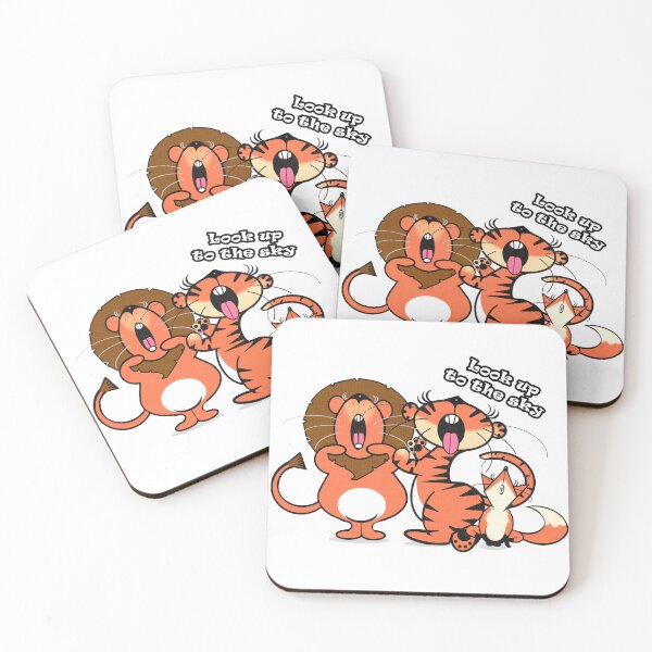 Item preview, They ( A lion , a tiger and a fox )  are looking up to the sky  designed and sold by Shirley cute art .
