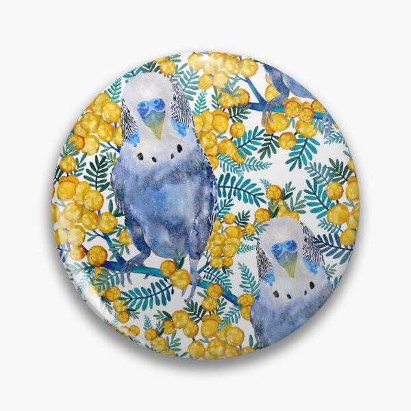 Item preview, Australian Budgerigar And Wattle Wildflower Pattern designed and sold by Sketchbook Designs.