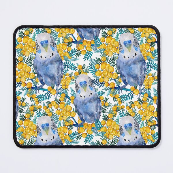 Item preview, Australian Budgerigar And Wattle Wildflower Pattern designed and sold by Sketchbook Designs.