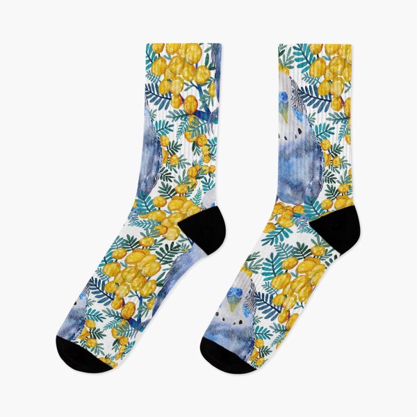 Item preview, Australian Budgerigar And Wattle Wildflower Pattern designed and sold by Sketchbook Designs.