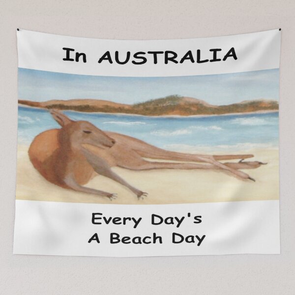 Item preview, Kanga - In Australia Every Day Is A Beach Day (Black writing) designed and sold by C J Lewis.