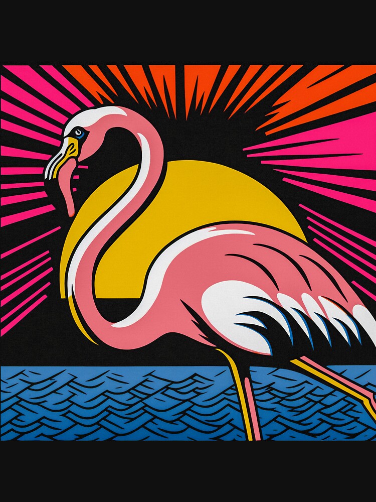Pop-Art Flamingo Illustrated T-Shirt Pop-Art Flamingo Illustrated T-Shirt