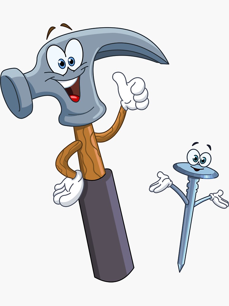 "Hammer and Nail Cartoon" Sticker for Sale by yayayoy Redbubble