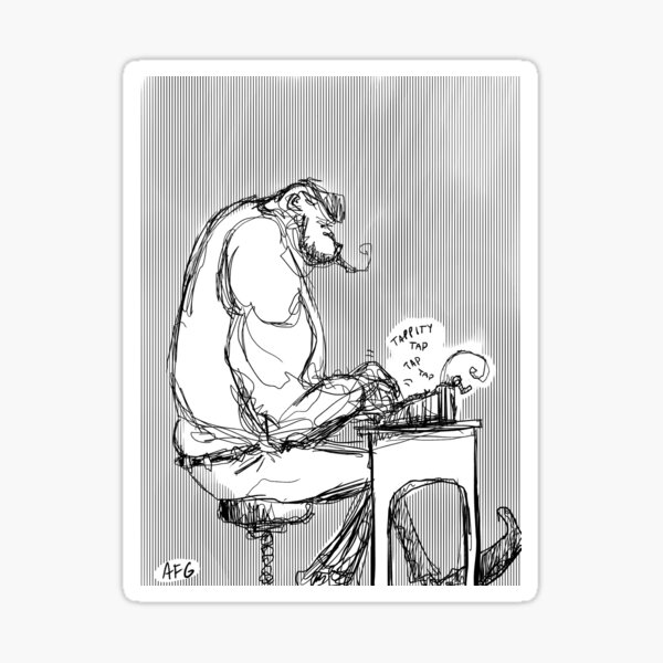 Inktober 2017 Day 02 - Gorilla Typewriter Sticker
