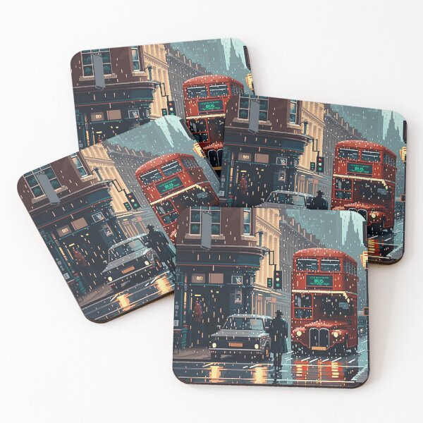 Item preview, rainy day in London, England pixel art designed and sold by thethickkofit.