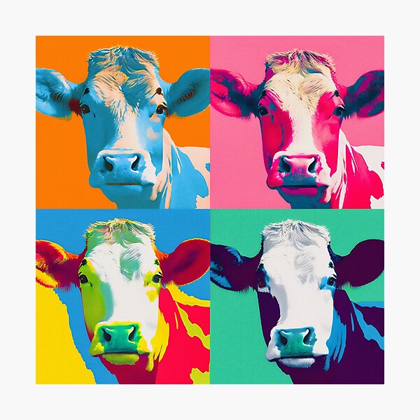 Item preview, Pop art screen print collage of a cow - in the style of Warhol designed and sold by Rogervdb.