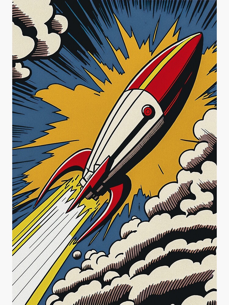 Copy of To the moon! Pop Art Rocket - Vintage poster in the style of  Lichtenstein | Poster