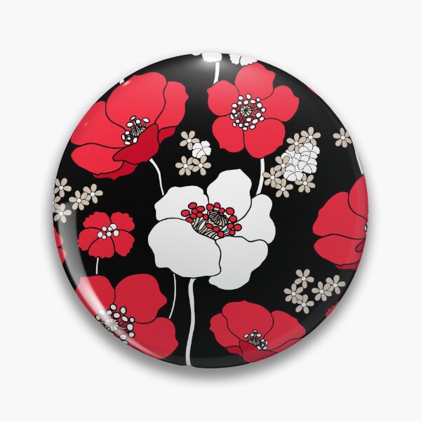 Item preview, CHEERFUL RED POPPIES PATTERN ON BLACK designed and sold by Phanya-Style.