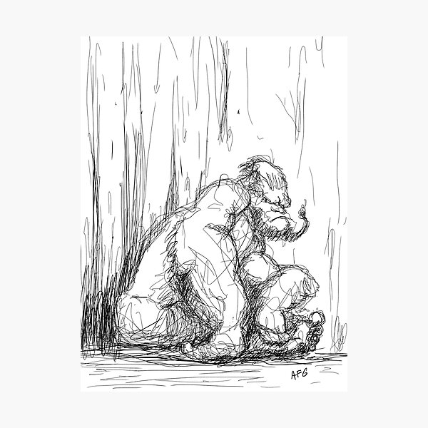 Inktober 2017 Day 17 - Gorilla Photographic Print
