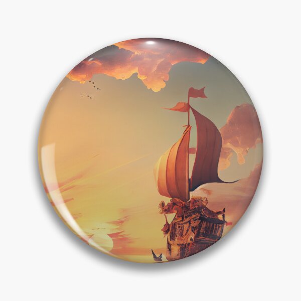 Item preview, Fantasy Landscape Art-PA1168(A boat floating on top of a body of water) designed and sold by aryan-gallery.