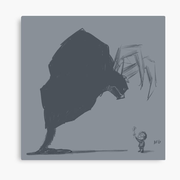 Inktober 2017 Day 19 - Demon and Kid with Flower Canvas Print