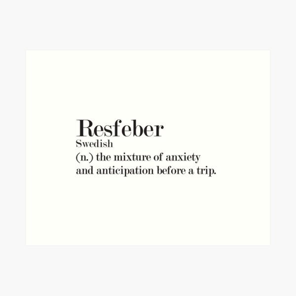 Swedish Resfeber Definition Art Print Inspiring Travel Quote -  Norway