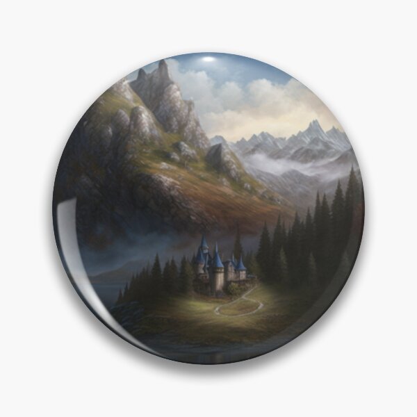 Item preview, PA1123(A painting of a mountain landscape with a river and a castle) designed and sold by aryan-gallery.