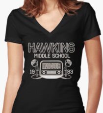 Hawkins Middle School AV Club - Stranger Things Inspired Women's Fitted V-Neck T-Shirt