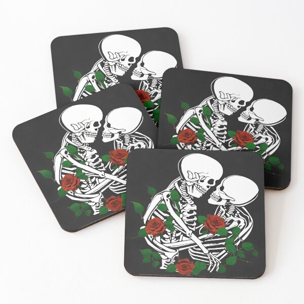 Item preview, Skeleton Couple with Red Roses and Leaves on Valentine's Day Gift designed and sold by TMelonShop.