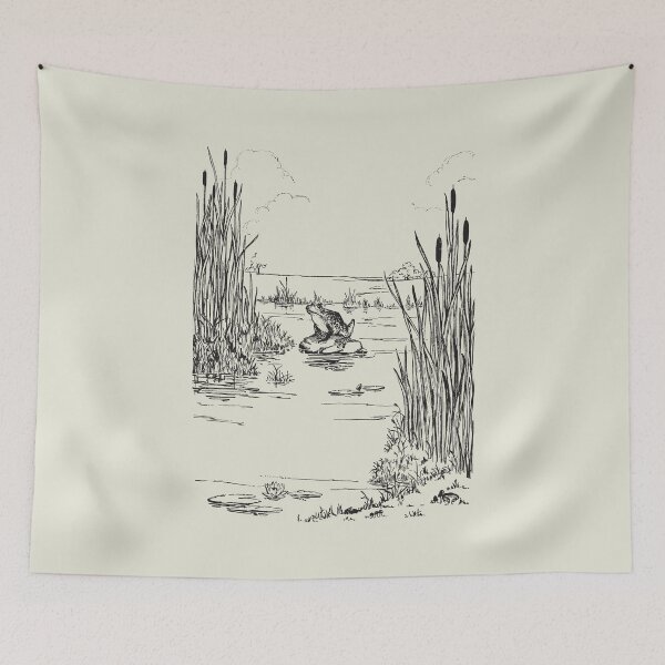 Item preview, Cute Vintage Cottagecore Aesthetic Frog Sitting by the Pond Thinking, Emo Depressed Frogge by Lake designed and sold by MinistryOfFrogs.