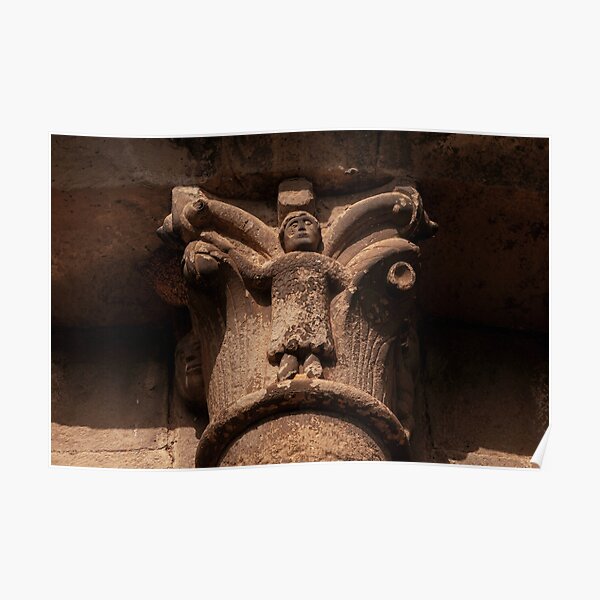 "Arms outstretched on ancient sculpture in Spanish church" Poster for