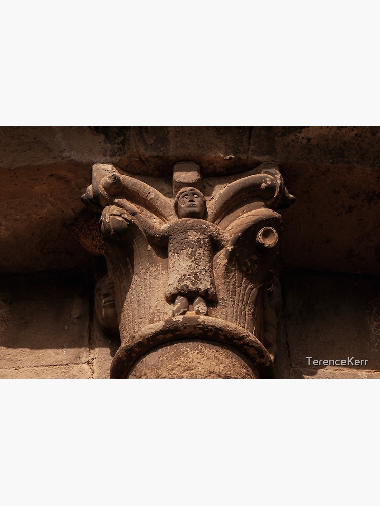 "Arms outstretched on ancient sculpture in Spanish church" Sticker for