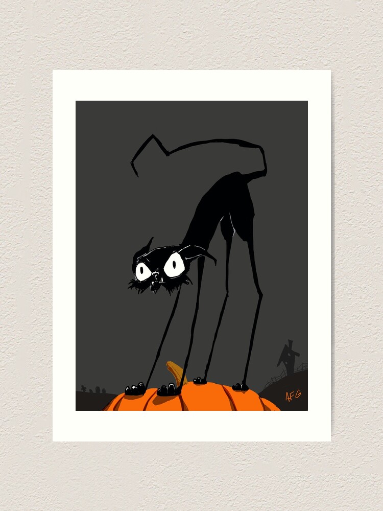 Alternate view of Inktober 2017 Day 27 - Halloween Cat on Pumpkin Art Print