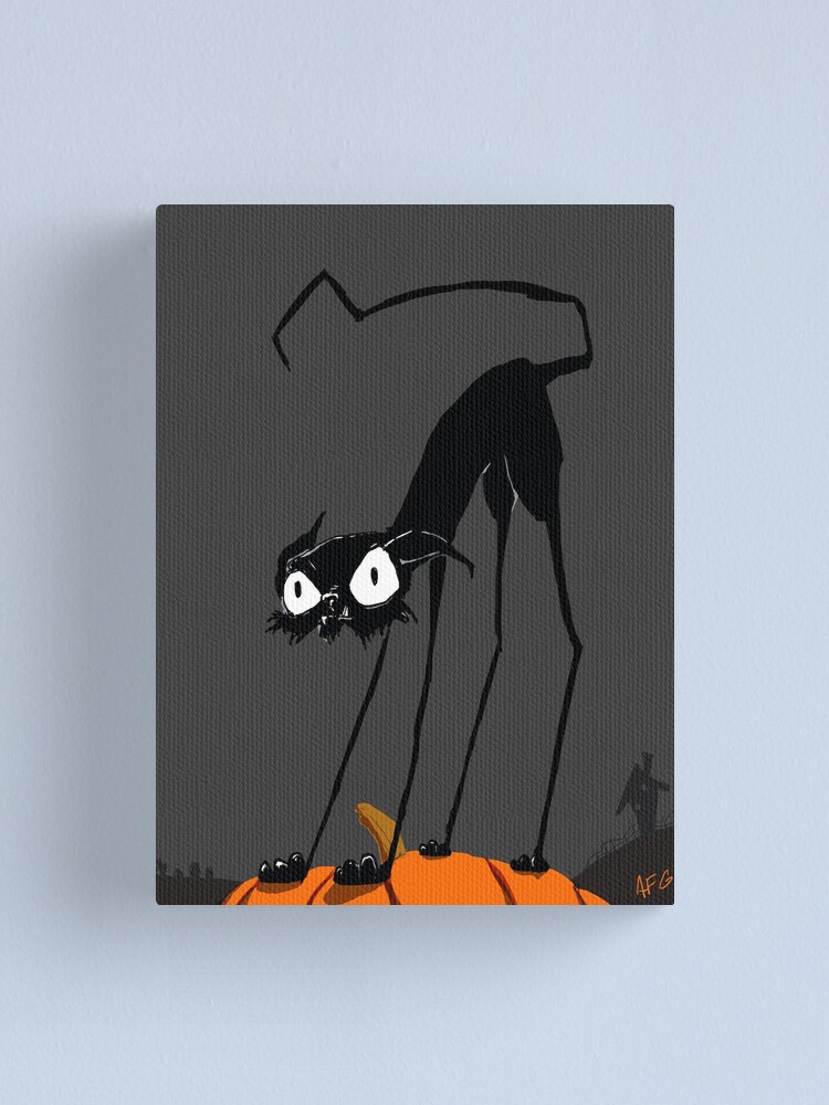 Alternate view of Inktober 2017 Day 27 - Halloween Cat on Pumpkin Canvas Print