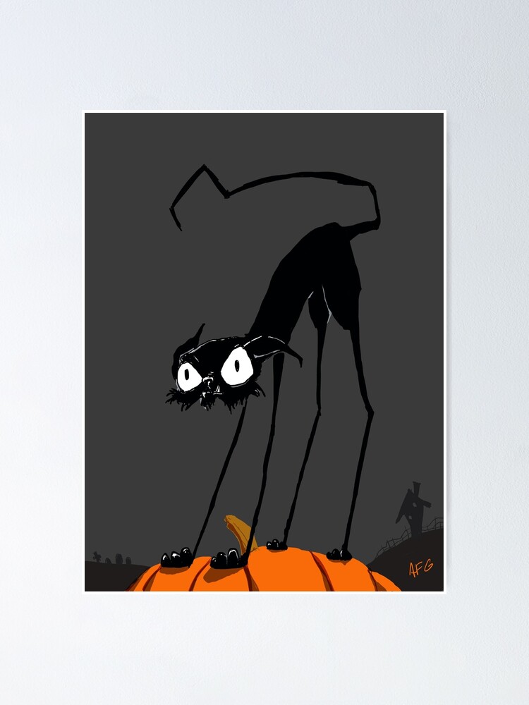 Alternate view of Inktober 2017 Day 27 - Halloween Cat on Pumpkin Poster