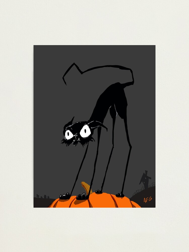 Alternate view of Inktober 2017 Day 27 - Halloween Cat on Pumpkin Photographic Print