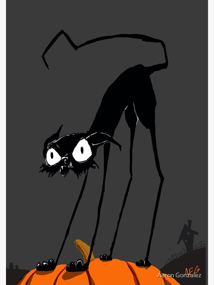 Inktober 2017 Day 27 - Halloween Cat on Pumpkin by aaronfg