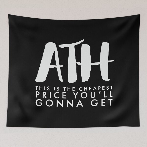 Item preview, ATH - This is the cheapest price you'll gonna get, gifts for Crypto traders, Black and White designed and sold by Mobius Spot Collective.