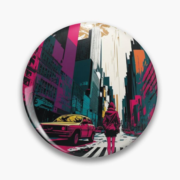 Item preview, SA2180(A woman walking down a street next to tall buildings) designed and sold by aryan-gallery.