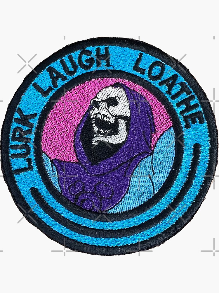 Aperçu 3 sur 3. Sticker avec l'œuvre Se cacher rire déteste le squelette Sticker créée et vendue par designolo.