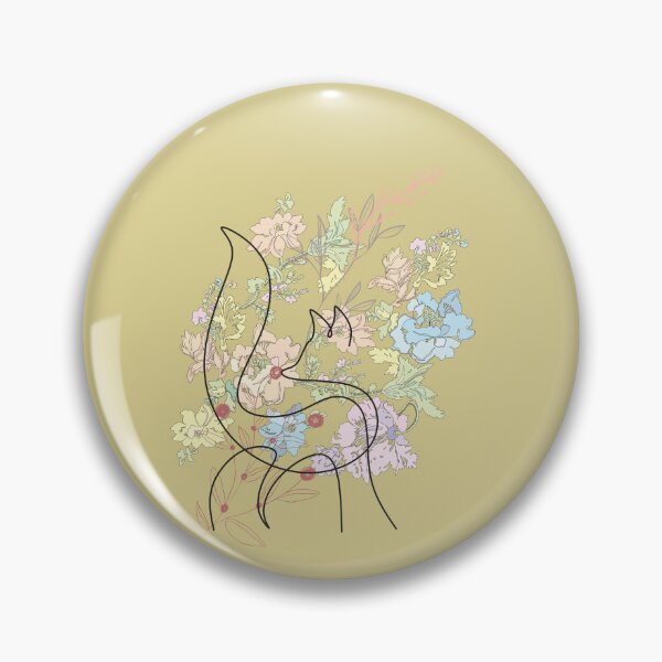 Item preview, Fox and Floral Watercolor, Abstract Black Fox Outline and Flowers, Foxcub designed and sold by Flowerartlovers.