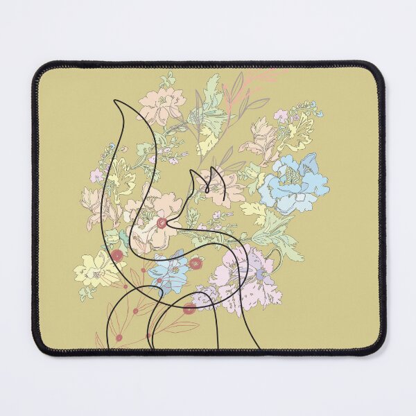 Item preview, Fox and Floral Watercolor, Abstract Black Fox Outline and Flowers, Foxcub designed and sold by Flowerartlovers.