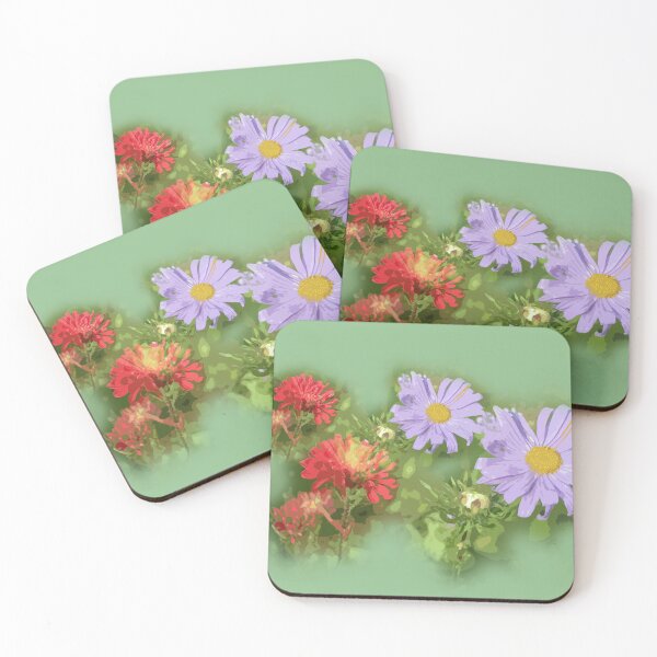 Item preview, pretty purple and red daisy aster flowers photo art designed and sold by naturematters.