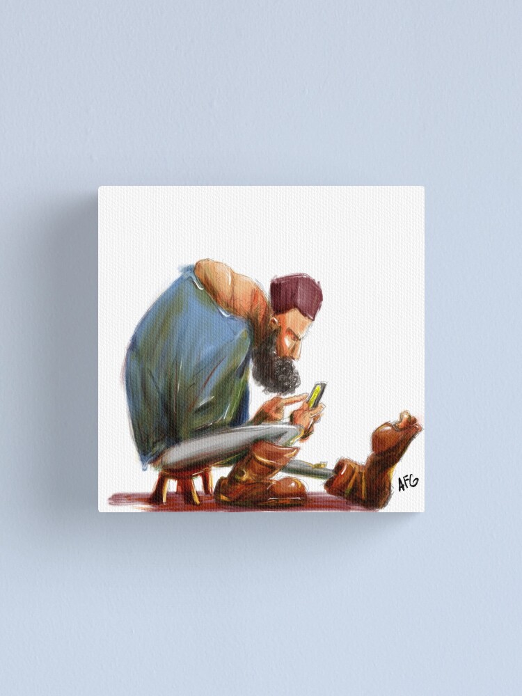 Alternate view of Big Feet Guy Playing with his Phone Canvas Print