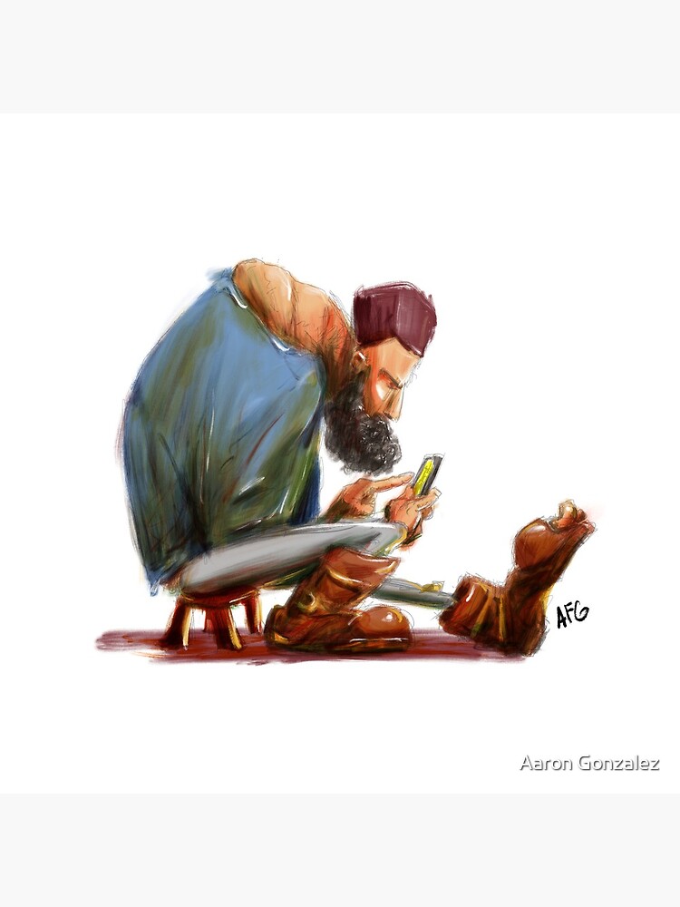 Big Feet Guy Playing with his Phone by aaronfg