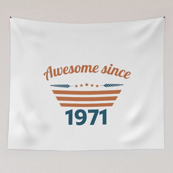 Item preview, Awesome since 1971 orange blue retro designed and sold by ZoesAttic.