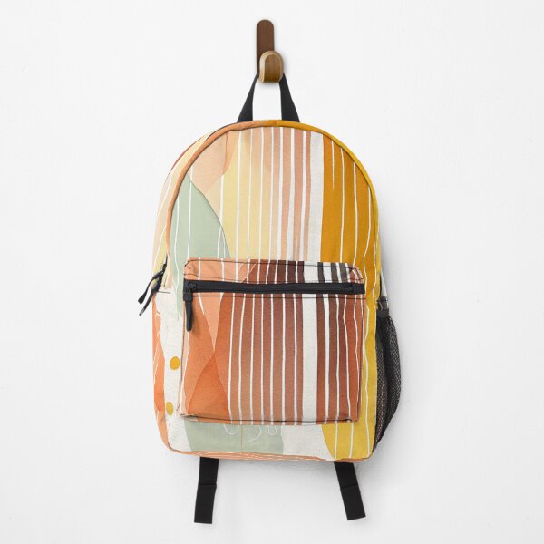 Artikelvorschau, "Palmer" - Watercolor Abstract Painting Stripes Pattern in Yellow, Red, White, Pink, Orange, Cream, entworfen und verkauft von HiArtify ❤️.