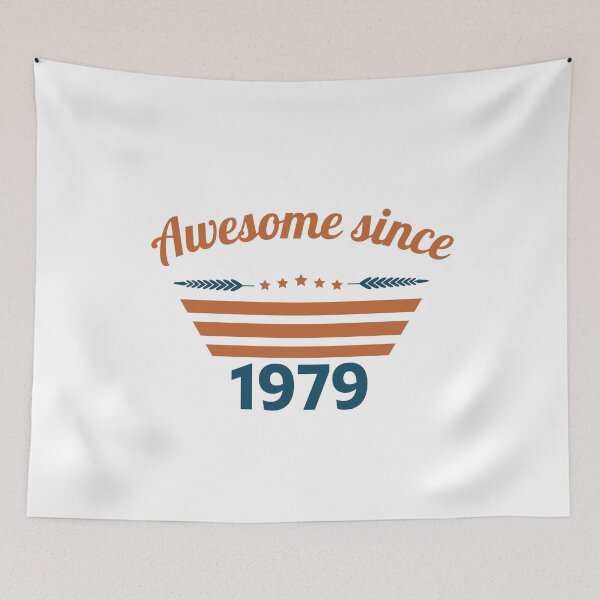 Item preview, Awesome since 1979 text rust blue color designed and sold by ZoesAttic.