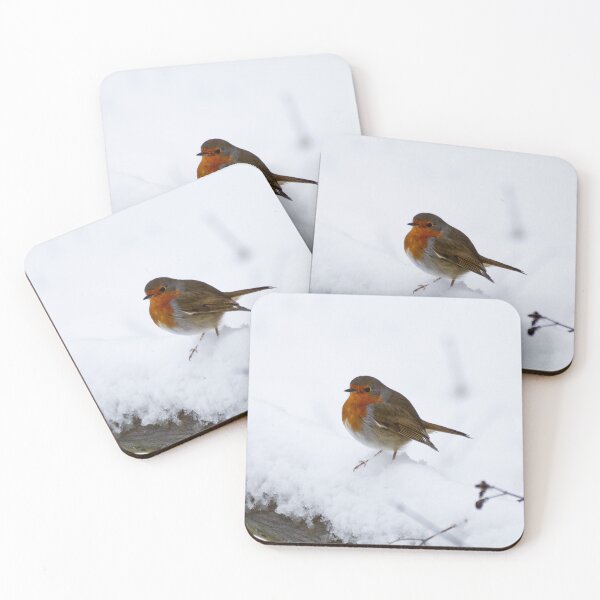 Item preview, A robin perched on a snowy fence designed and sold by LewiRies.