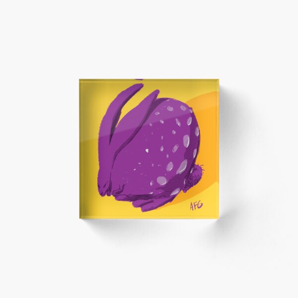 Purple Polka Dot Rabbit Acrylic Block